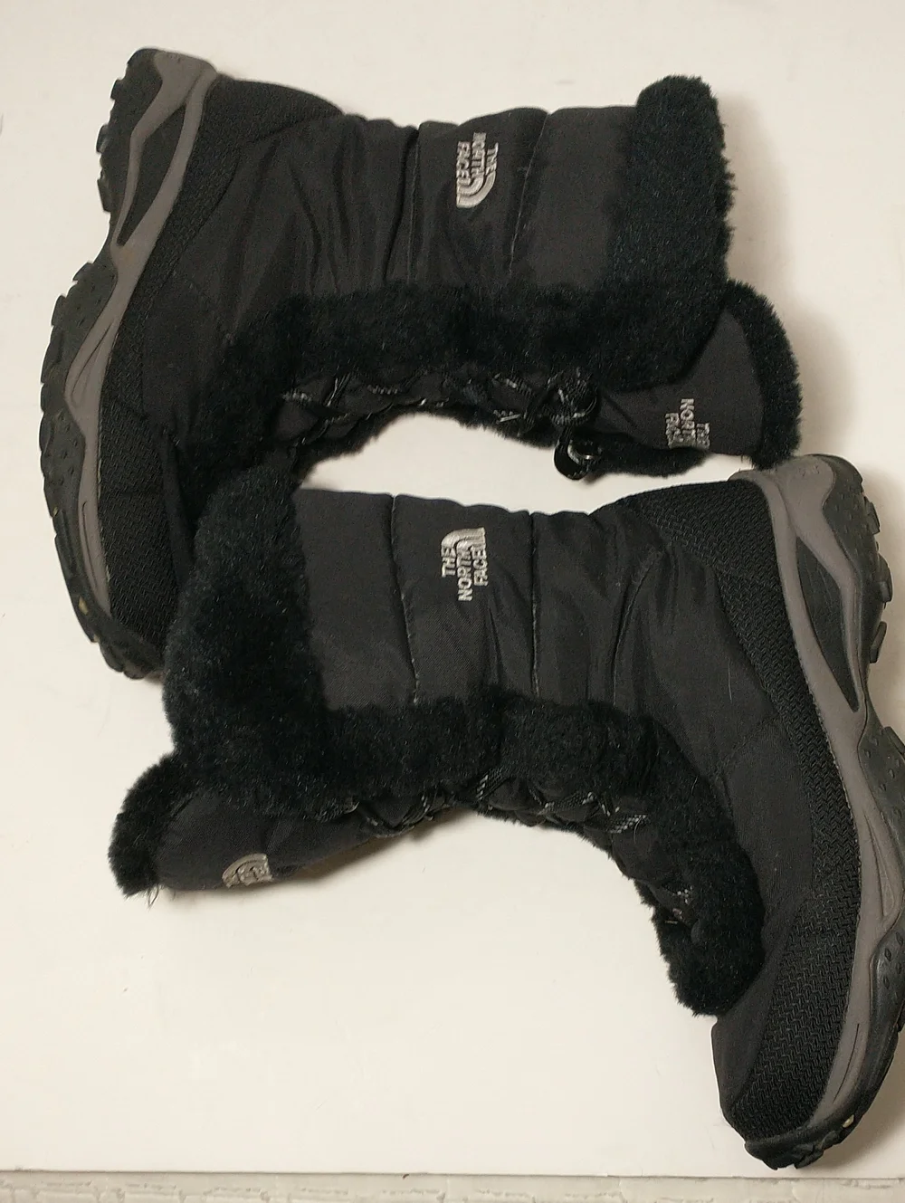 The North Face Nuptse Fur Winter Boots, Goose Down Insulation,Size 8, Black/Gray
